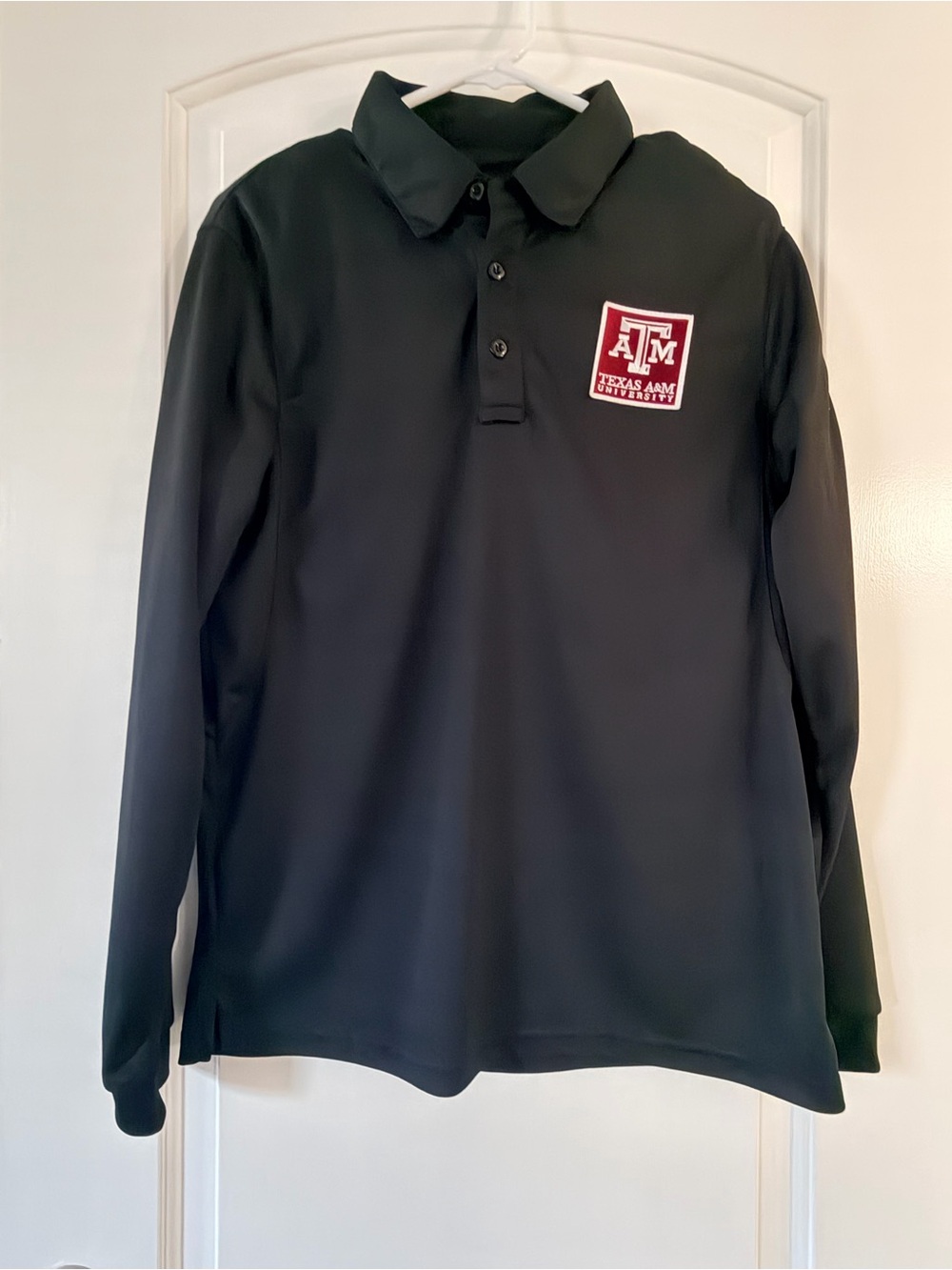 Texas A&M Black Long-Sleeve Polo Shirt
